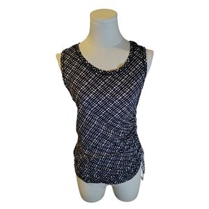 Athleta Black and White Pebble Cinched Waist Sleeveless Blouse Size Medium